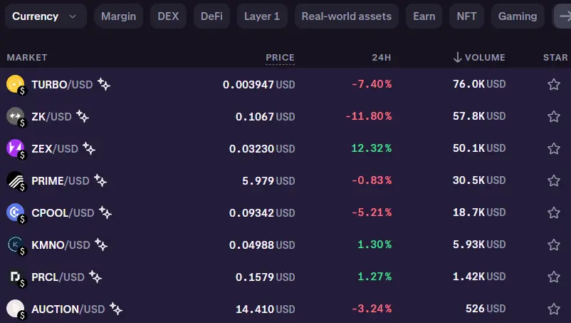 Select the trading pair
